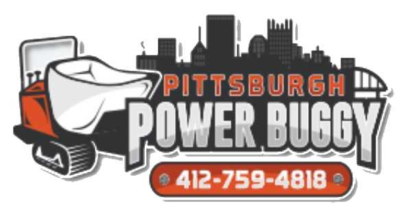 Pittsburgh Power Buggy — orange power buggy in front of the Pittsburgh skyline